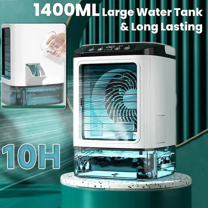 Portable Desktop Air Conditioner Fan – Personal Cooling Mini AC with Humidifier