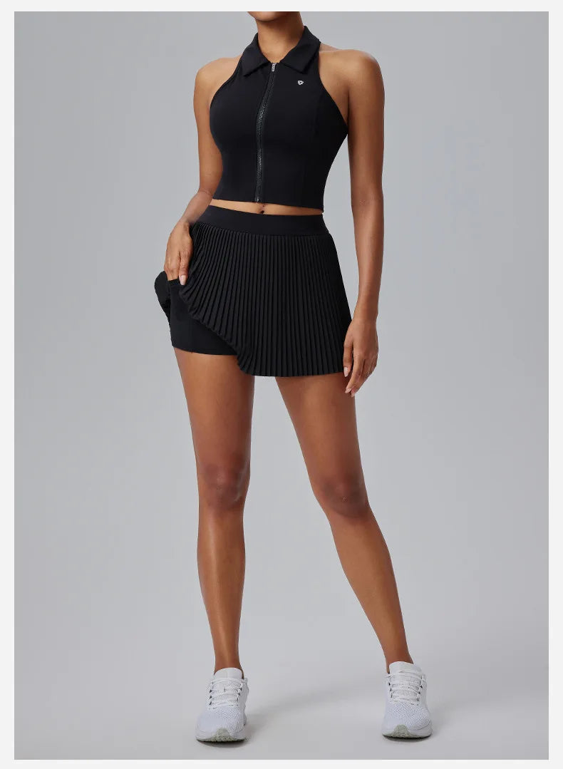 Floral Pleated Sports Skirt with Built-in Shorts