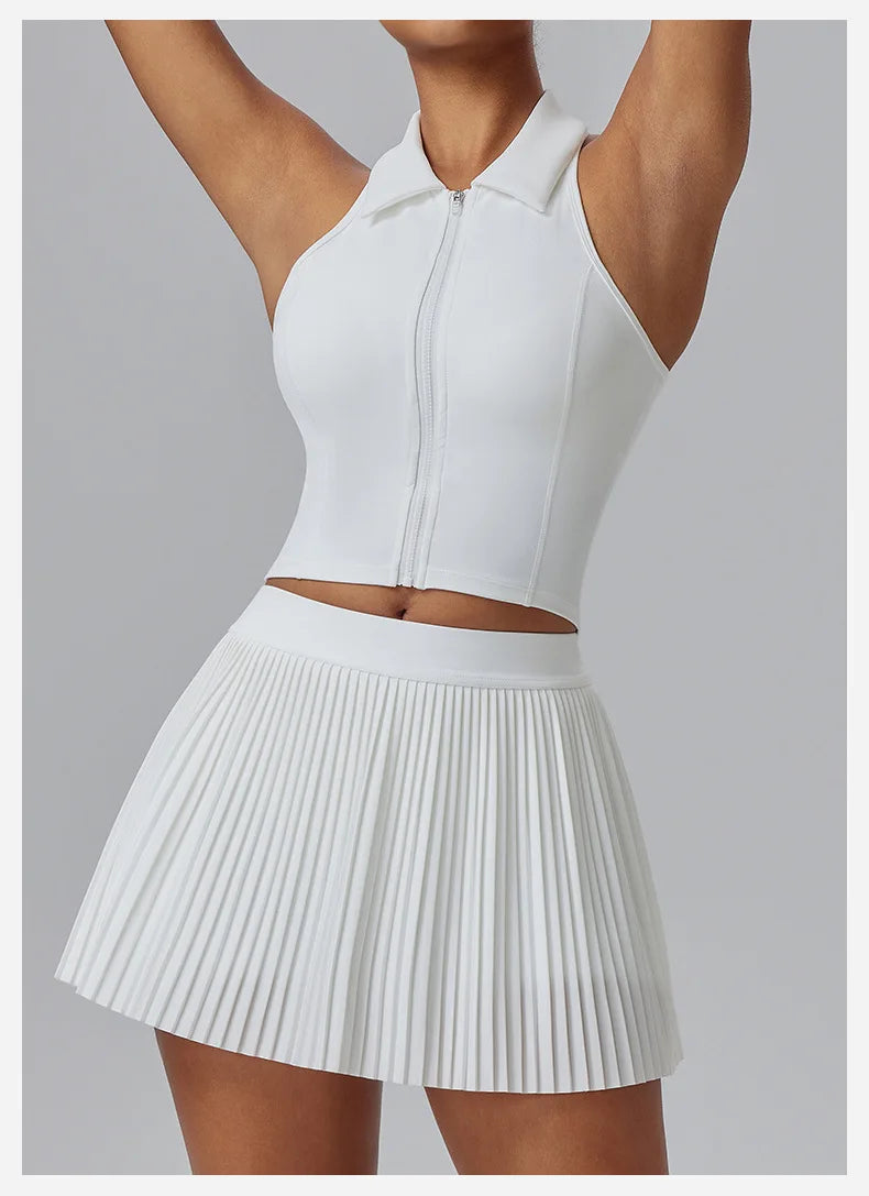 Floral Pleated Sports Skirt with Built-in Shorts