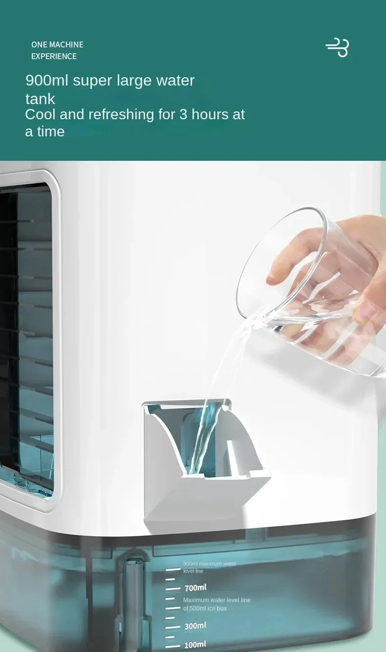 Portable Desktop Air Conditioner Fan – Personal Cooling Mini AC with Humidifier