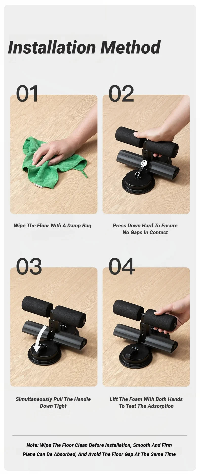 Adjustable Sit-Up Bar with Suction Base