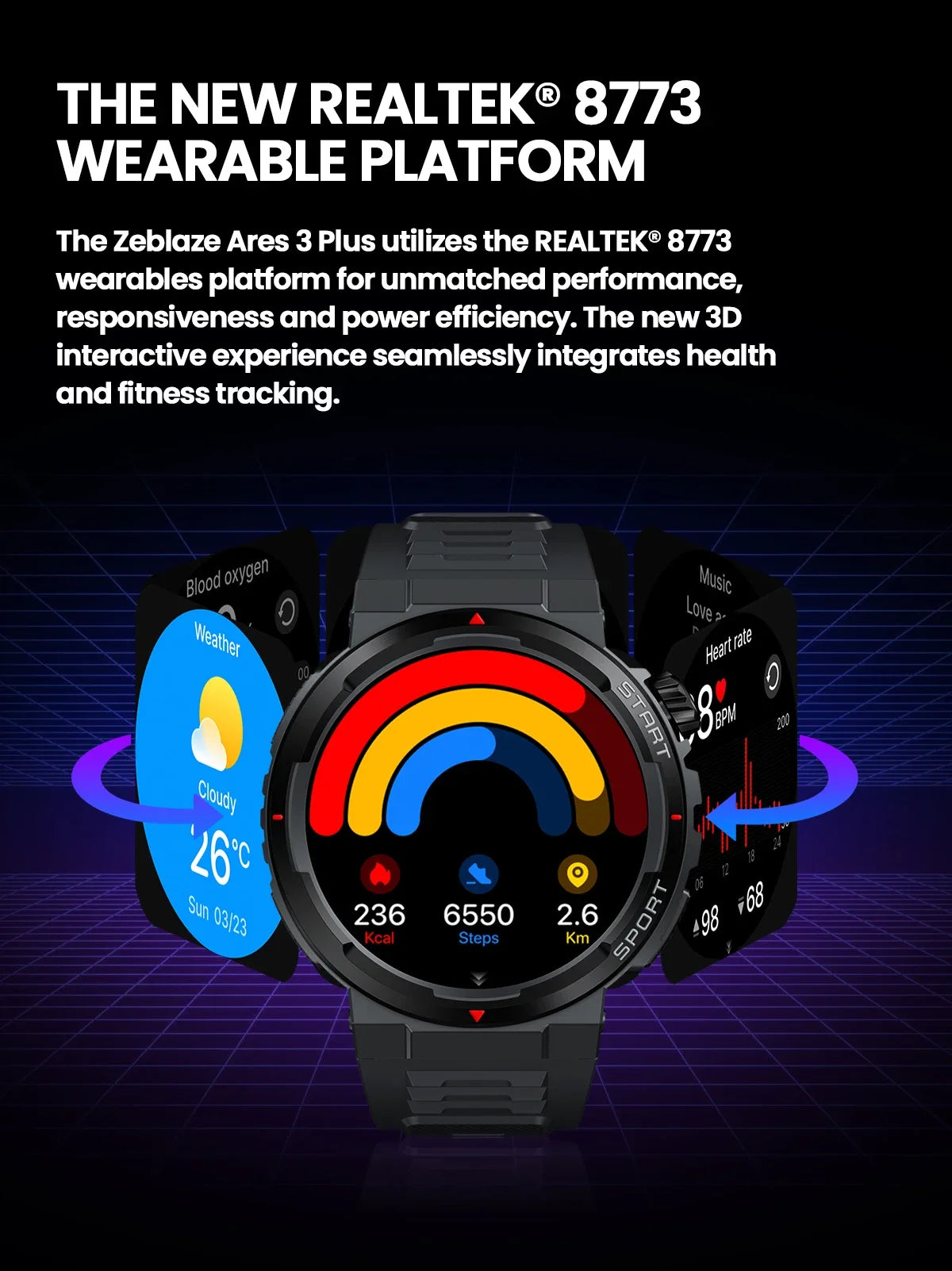 Zeblaze Ares 3 Plus Smartwatch – 1.43" HD AMOLED