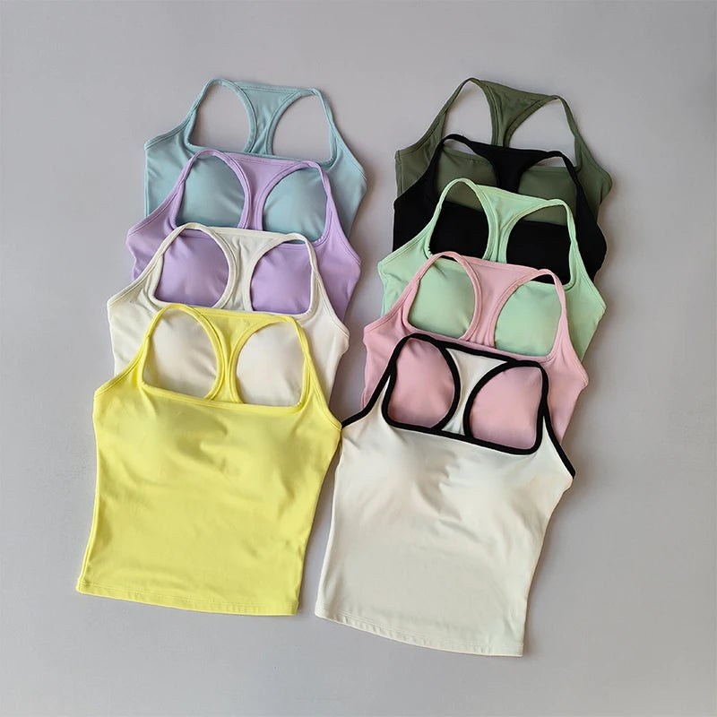 Sports and Fitness Vest with Chest Pad Yoga Top Clothing