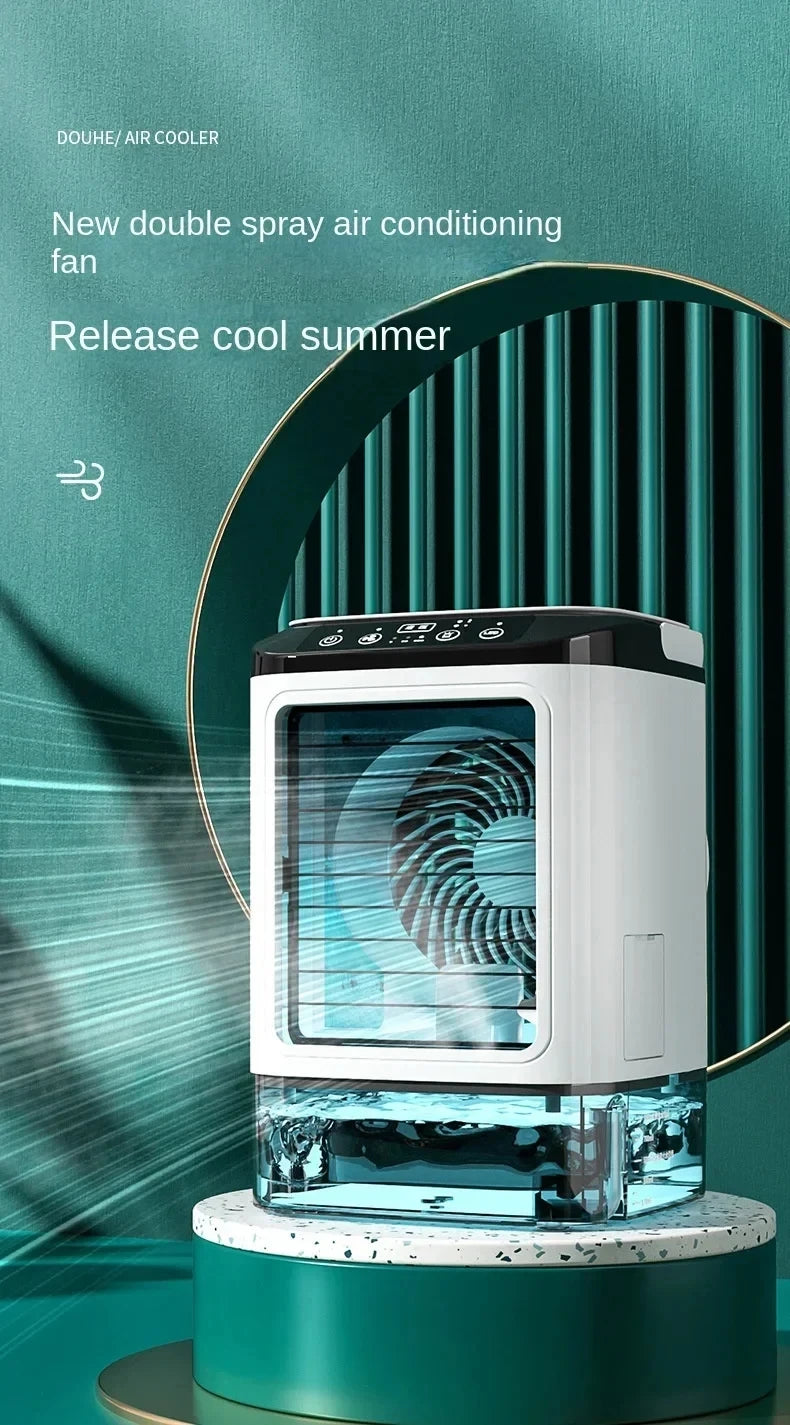 Portable Desktop Air Conditioner Fan – Personal Cooling Mini AC with Humidifier