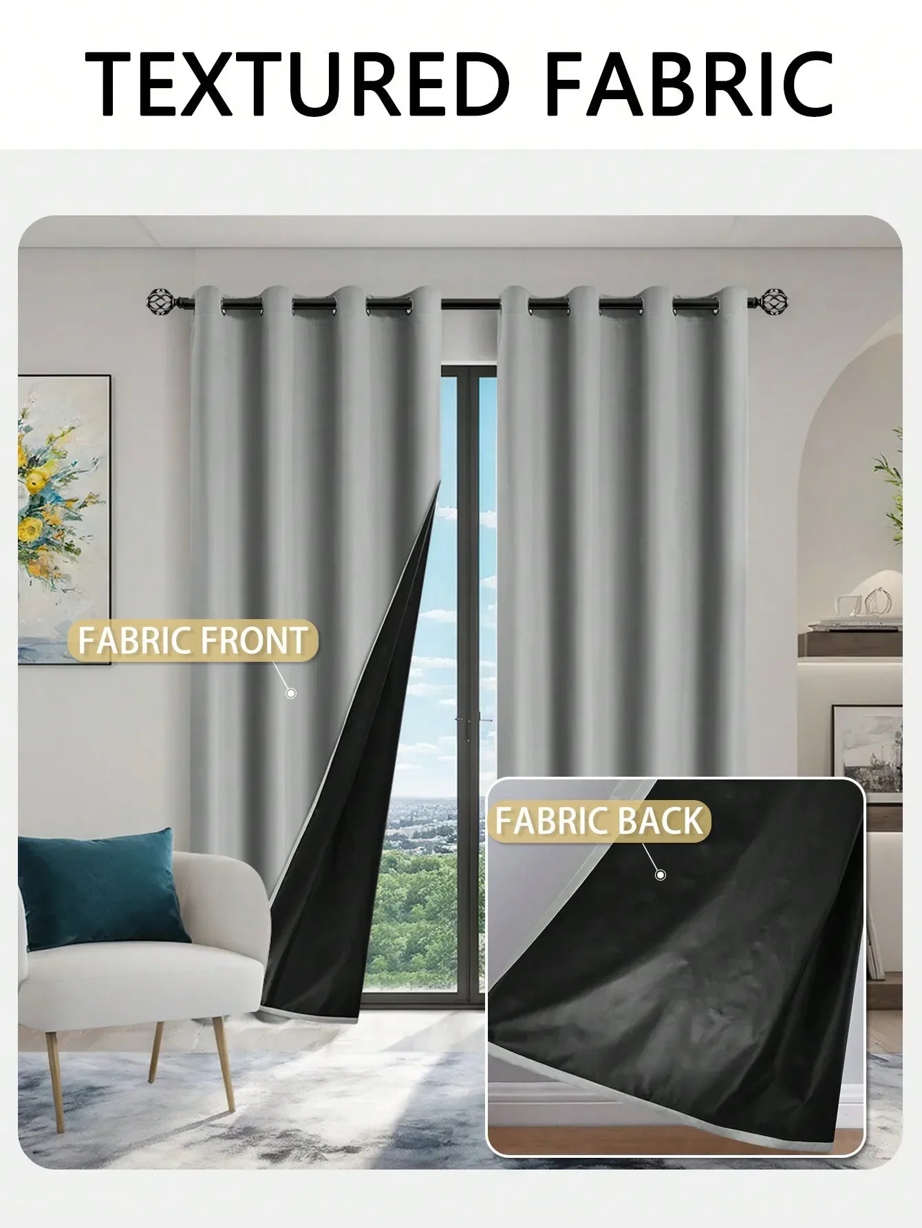 1pc Solid Blackout Curtain with Grommets