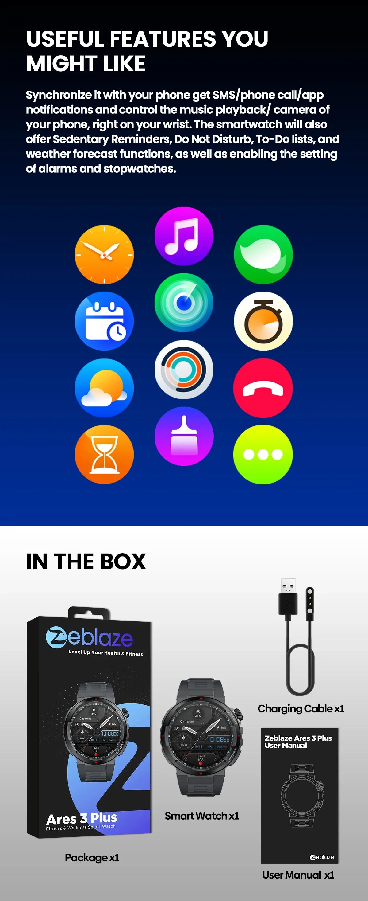 Zeblaze Ares 3 Plus Smartwatch – 1.43" HD AMOLED