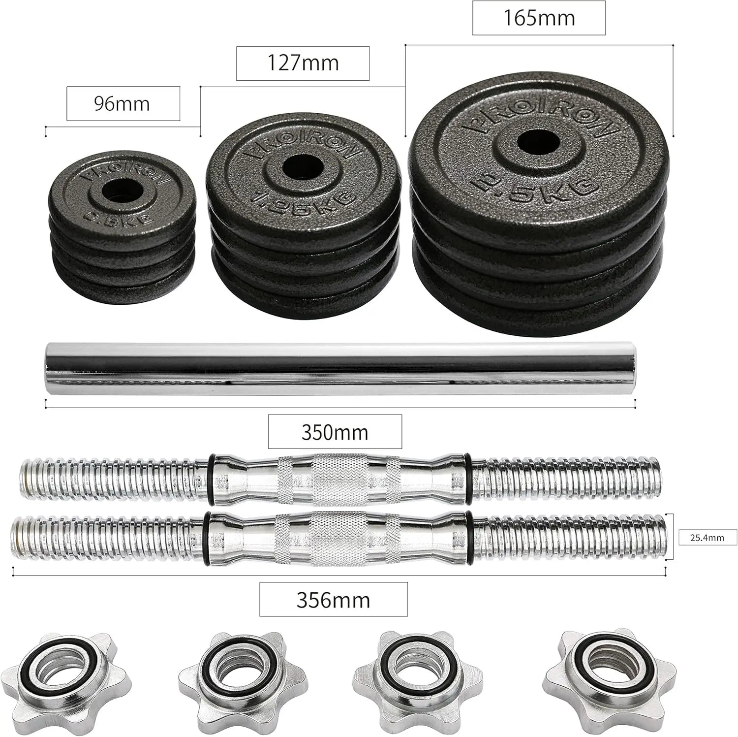 44 lbs Cast Iron Adjustable Dumbbell Set with Solid Handles