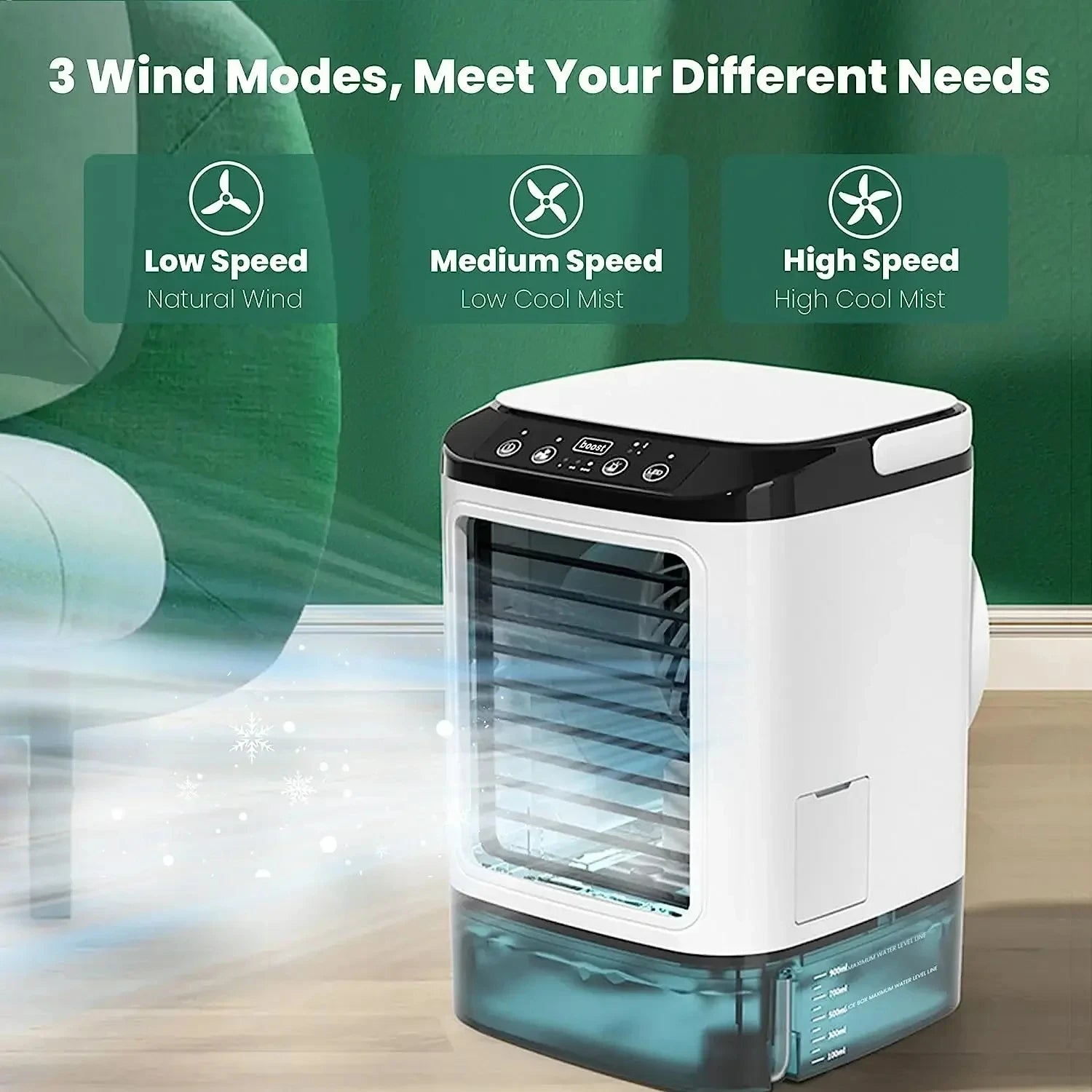 Portable Desktop Air Conditioner Fan – Personal Cooling Mini AC with Humidifier