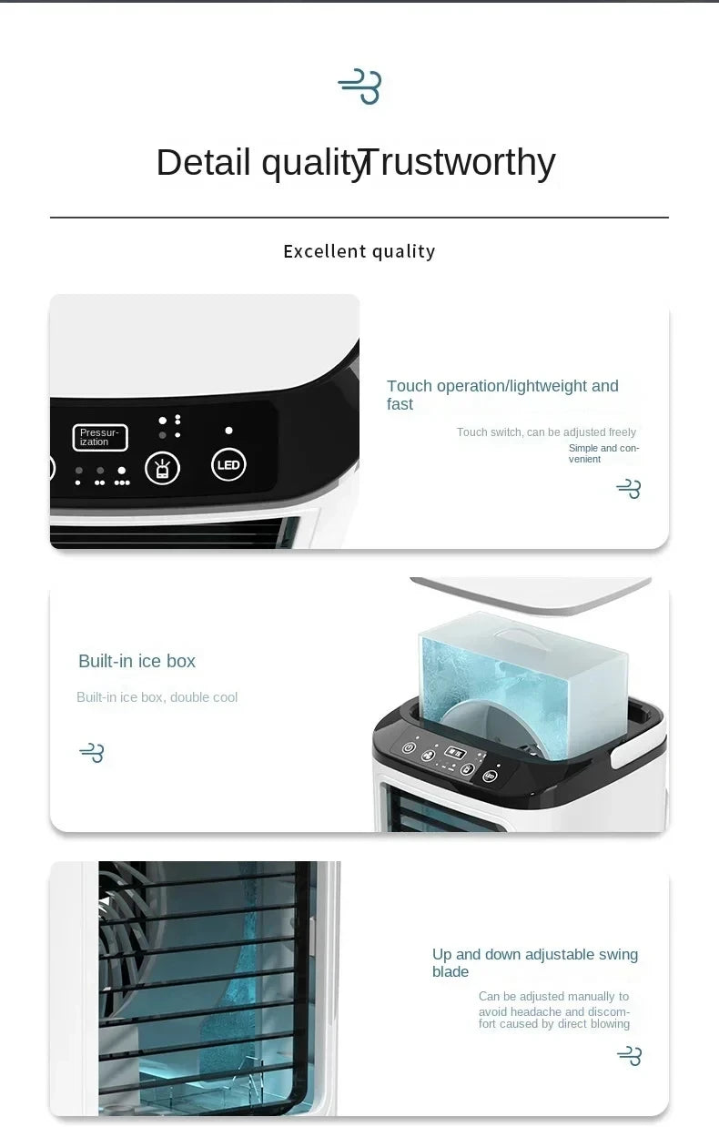 Portable Desktop Air Conditioner Fan – Personal Cooling Mini AC with Humidifier