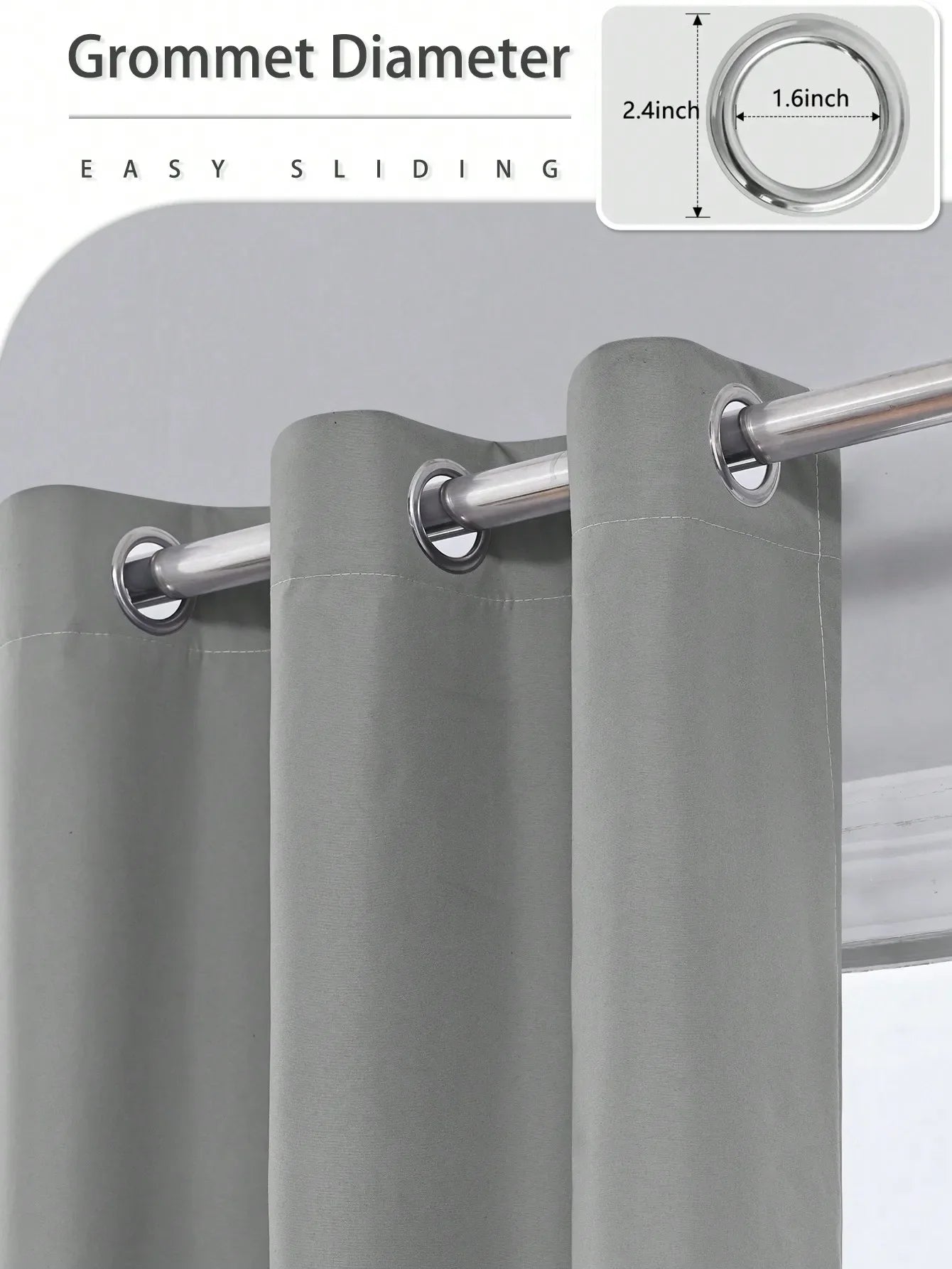 1pc Solid Blackout Curtain with Grommets