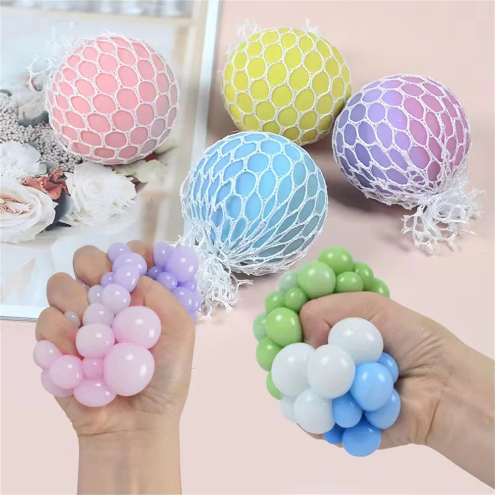 Colorful Mesh Grape Squeeze Stress Balls