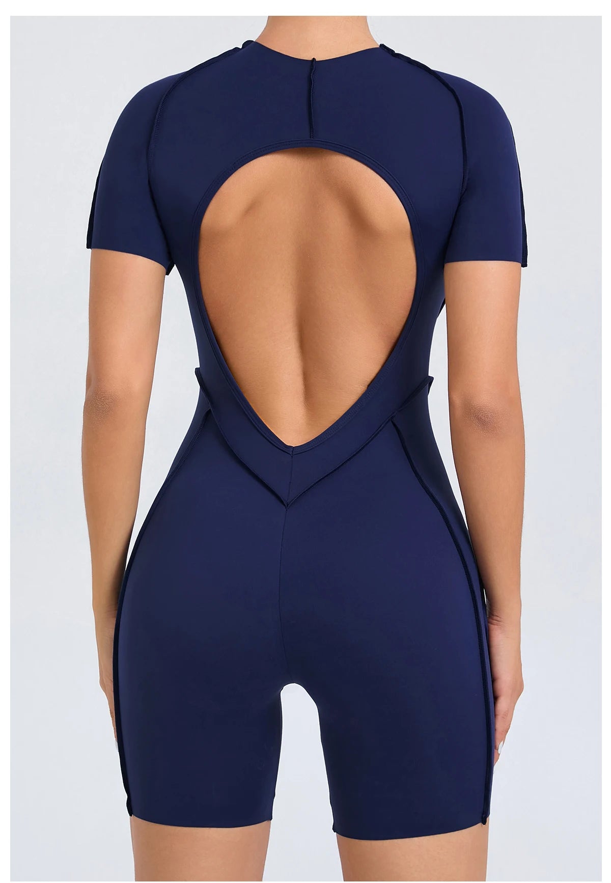 Women’s Backless Fitness Jumpsuit – Scrunch Booty Workout Romper