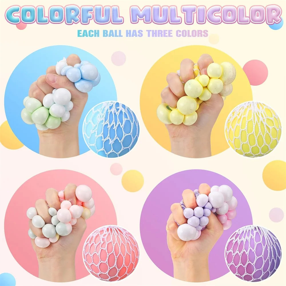 Colorful Mesh Grape Squeeze Stress Balls