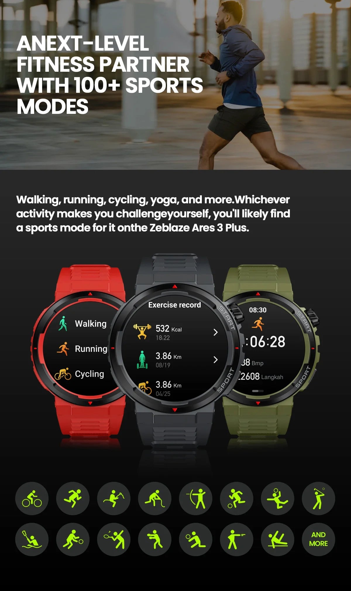 Zeblaze Ares 3 Plus Smartwatch – 1.43" HD AMOLED