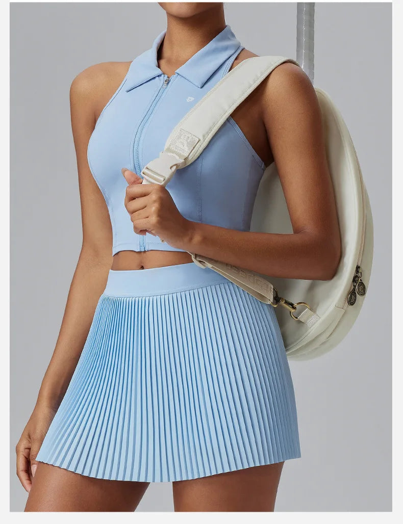 Floral Pleated Sports Skirt with Built-in Shorts