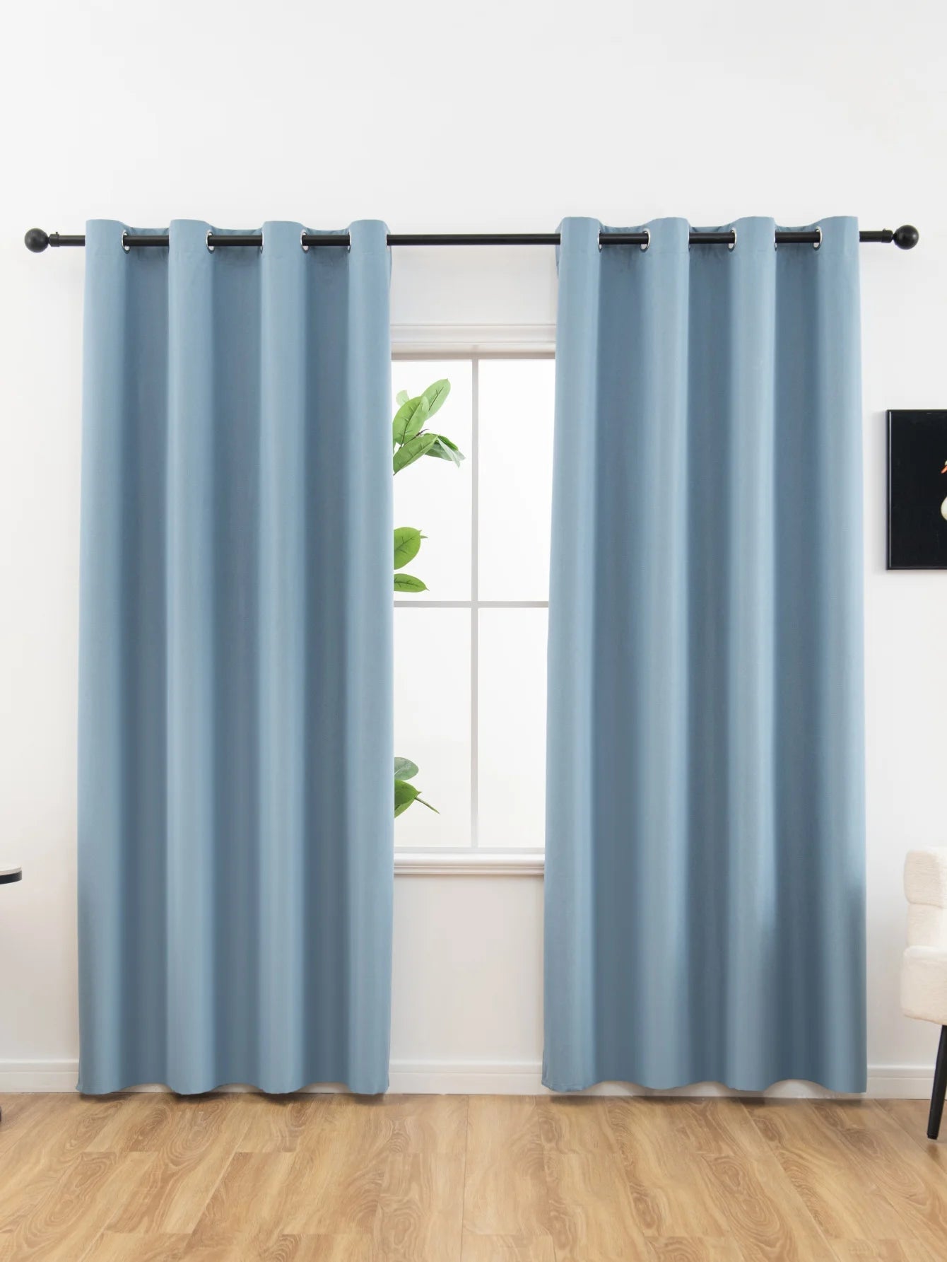 1pc Solid Blackout Curtain with Grommets