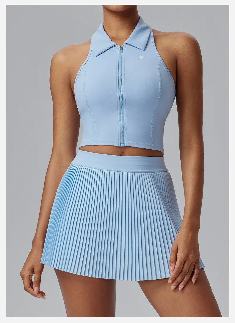 Floral Pleated Sports Skirt with Built-in Shorts