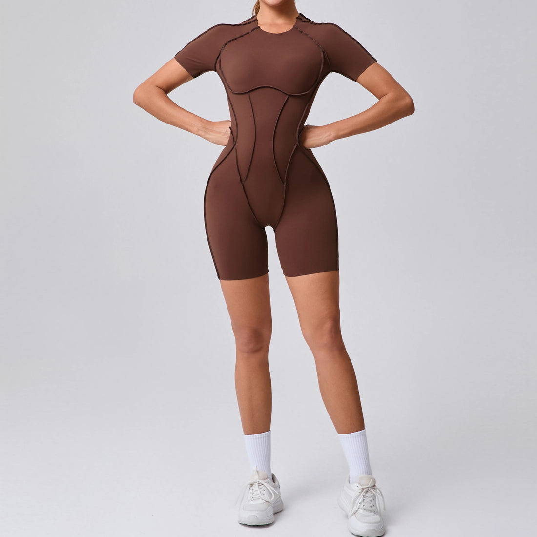 Women's Backless Scrunch Yoga Jumpsuit – Short Fitness Romper Sportswear