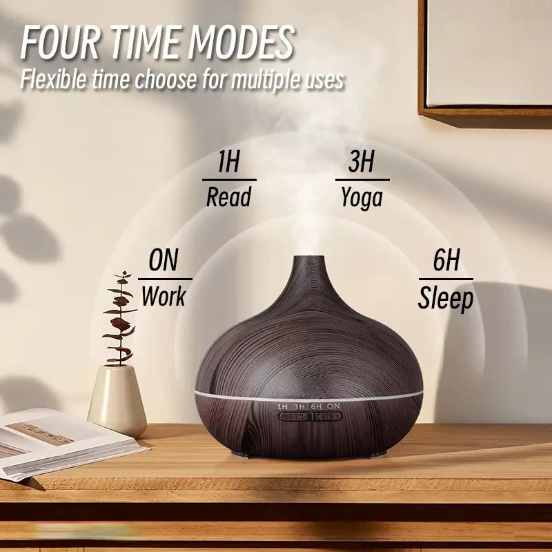 Wood Grain Ultrasonic Air Humidifier & Essential Oil Diffuser