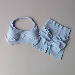 Sexy Halter Neck Sports Bra & Shorts Set