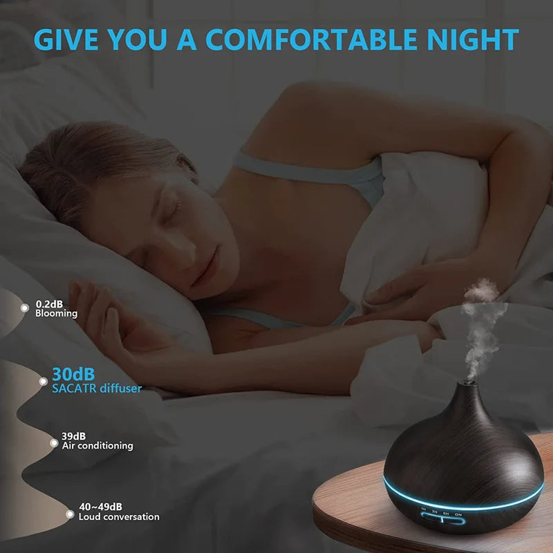 550ml Wood Grain USB Essential Oil Diffuser