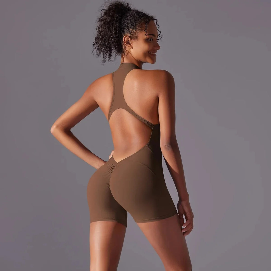 Women’s Solid Color High-Intensity Sports Jumpsuit