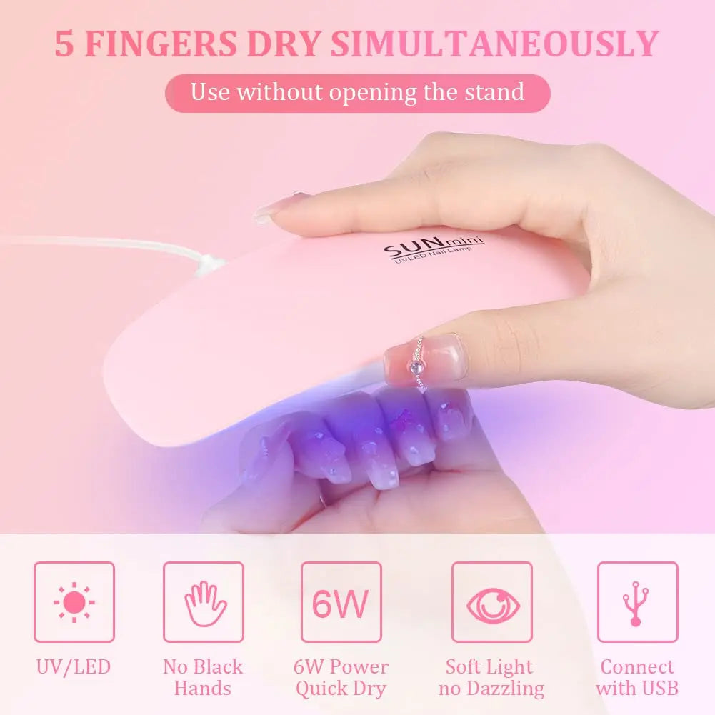 Foldable 6W UV LED Nail Lamp – Quick-Dry Gel Polish Manicure Tool