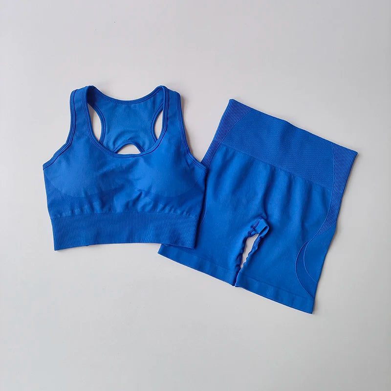 Women’s Seamless Yoga Set – Sport Bra & High-Waist Shorts