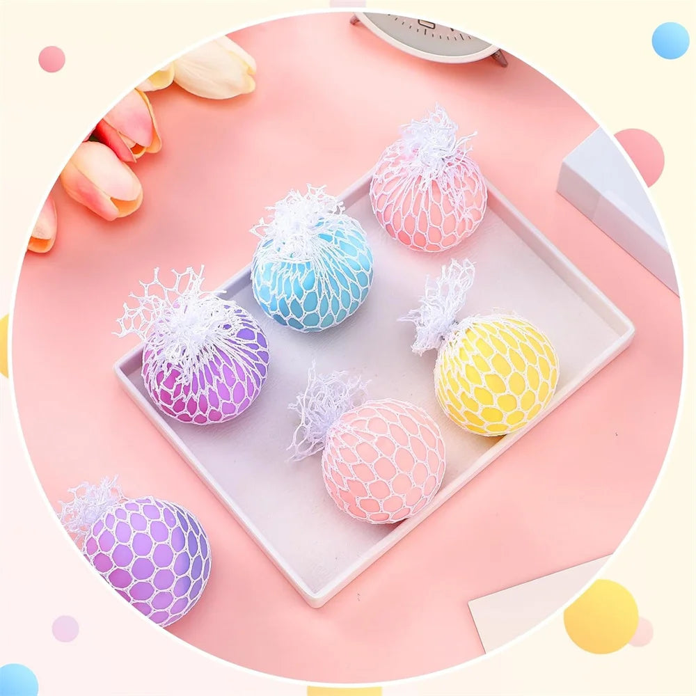 Colorful Mesh Grape Squeeze Stress Balls