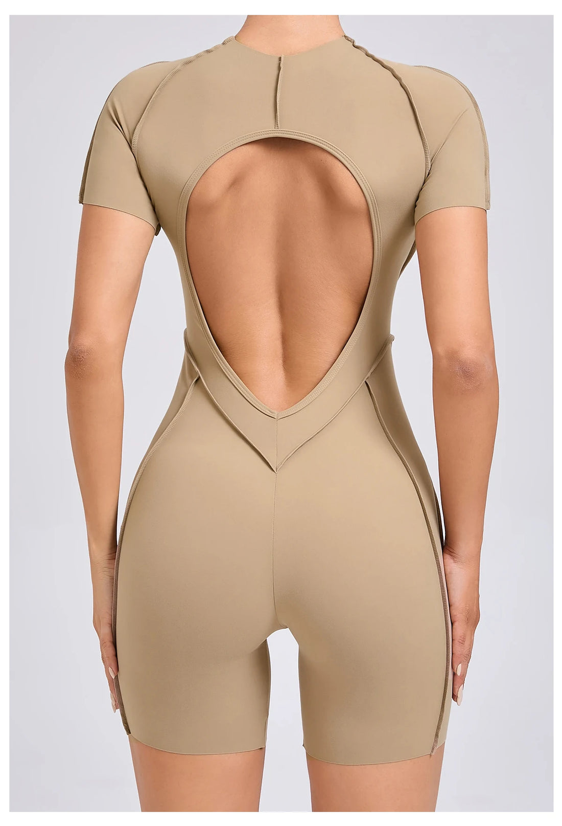 Women's Backless Scrunch Yoga Jumpsuit – Short Fitness Romper Sportswear