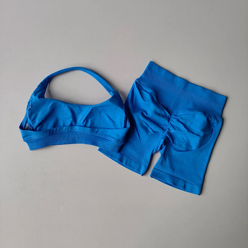 Sexy Halter Neck Sports Bra & Shorts Set