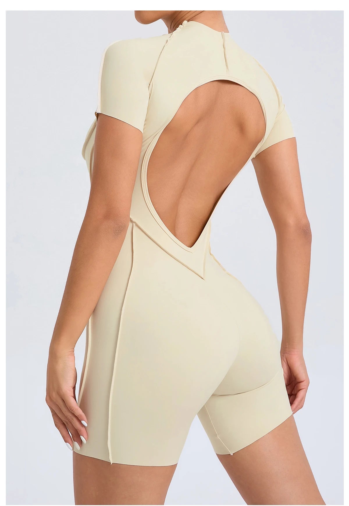 Women’s Backless Fitness Jumpsuit – Scrunch Booty Workout Romper