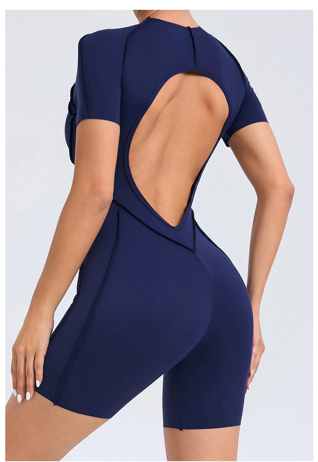 Women’s Backless Fitness Jumpsuit – Scrunch Booty Workout Romper