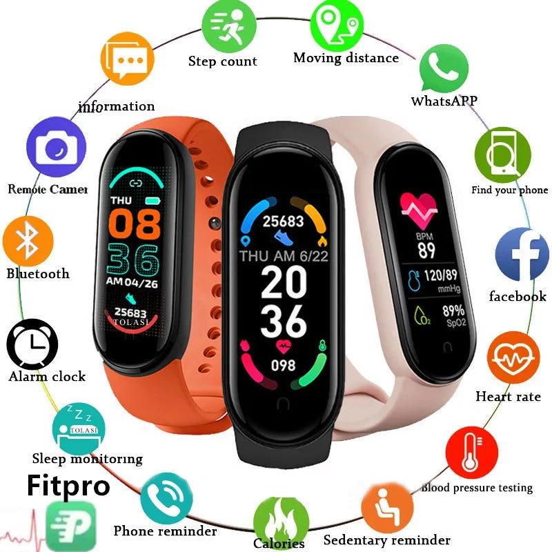 M6 Smart Watch – Fitness Tracker, Heart Rate & Blood Pressure Monitor