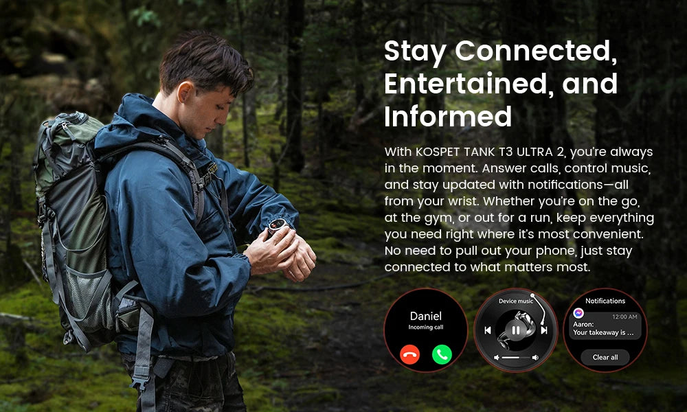 KOSPET TANK T3 Ultra 2 Smartwatch – GPS, AMOLED, Waterproof, 60-Day Battery