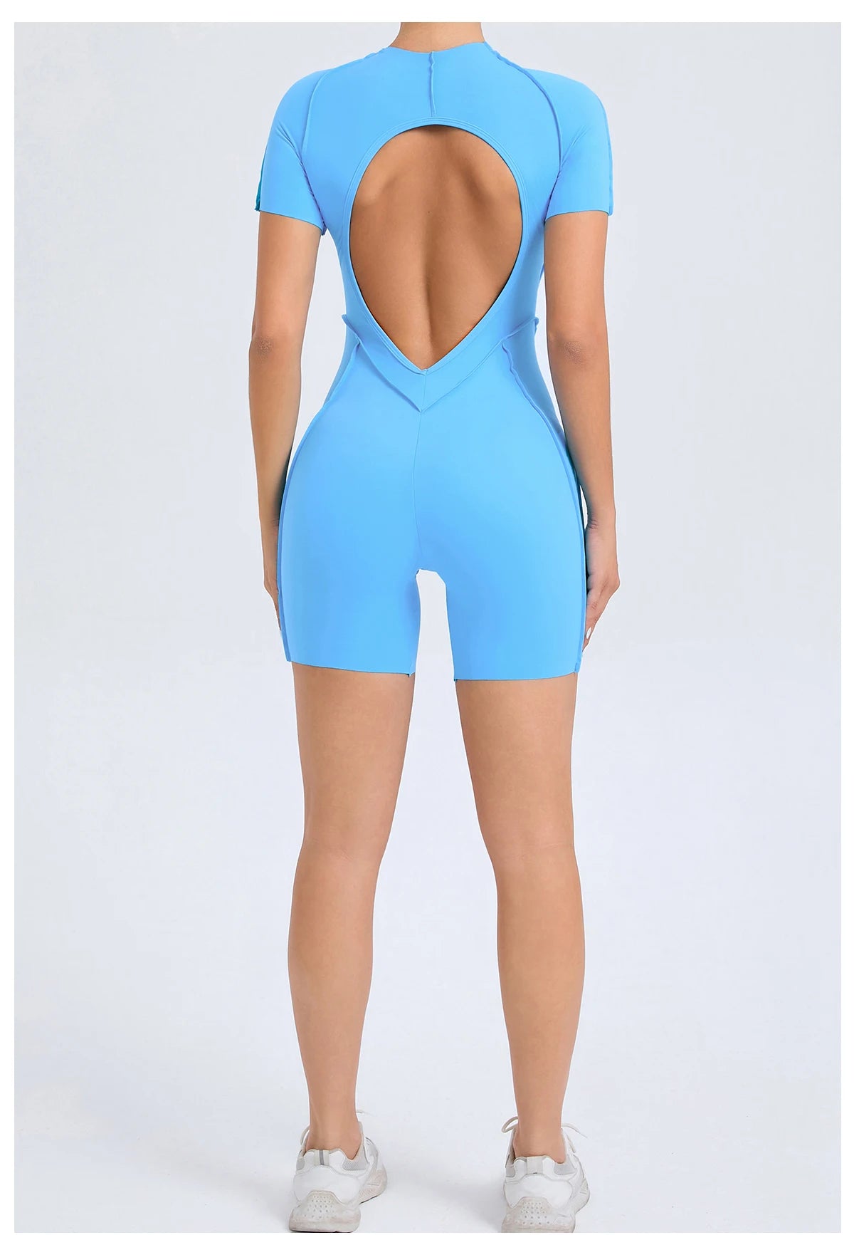 Women's Backless Scrunch Yoga Jumpsuit – Short Fitness Romper Sportswear