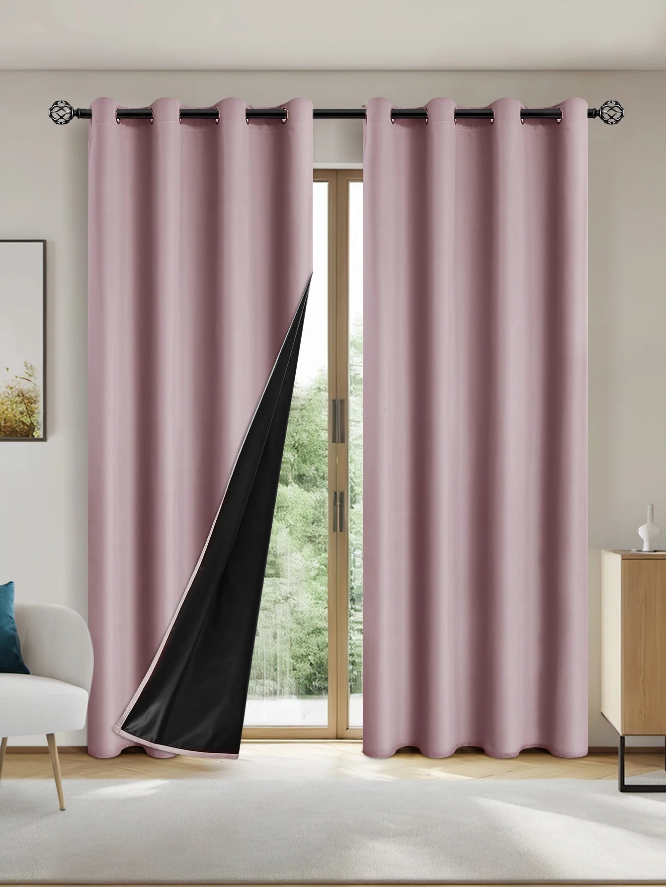 1pc Solid Blackout Curtain with Grommets