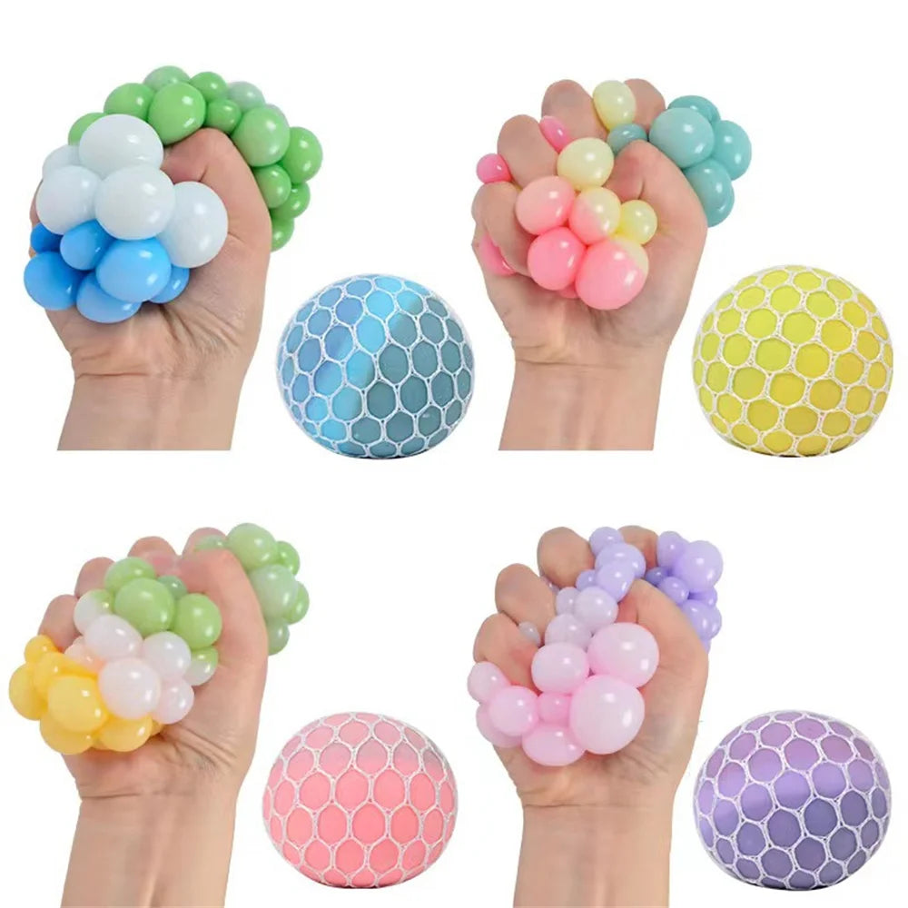 Colorful Mesh Grape Squeeze Stress Balls