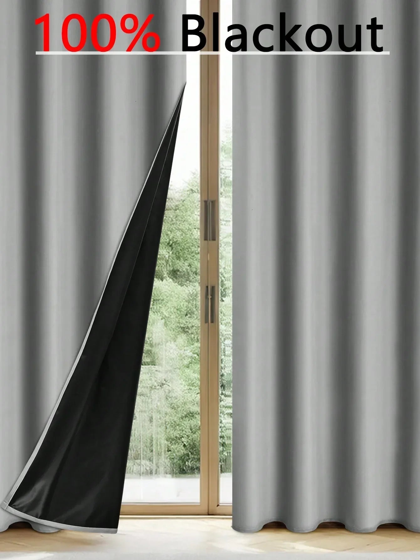 1pc Solid Blackout Curtain with Grommets