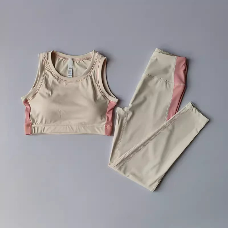 Women’s Yoga Set – 2-Piece High Waist Leggings & Sports Bra Gym Outfit