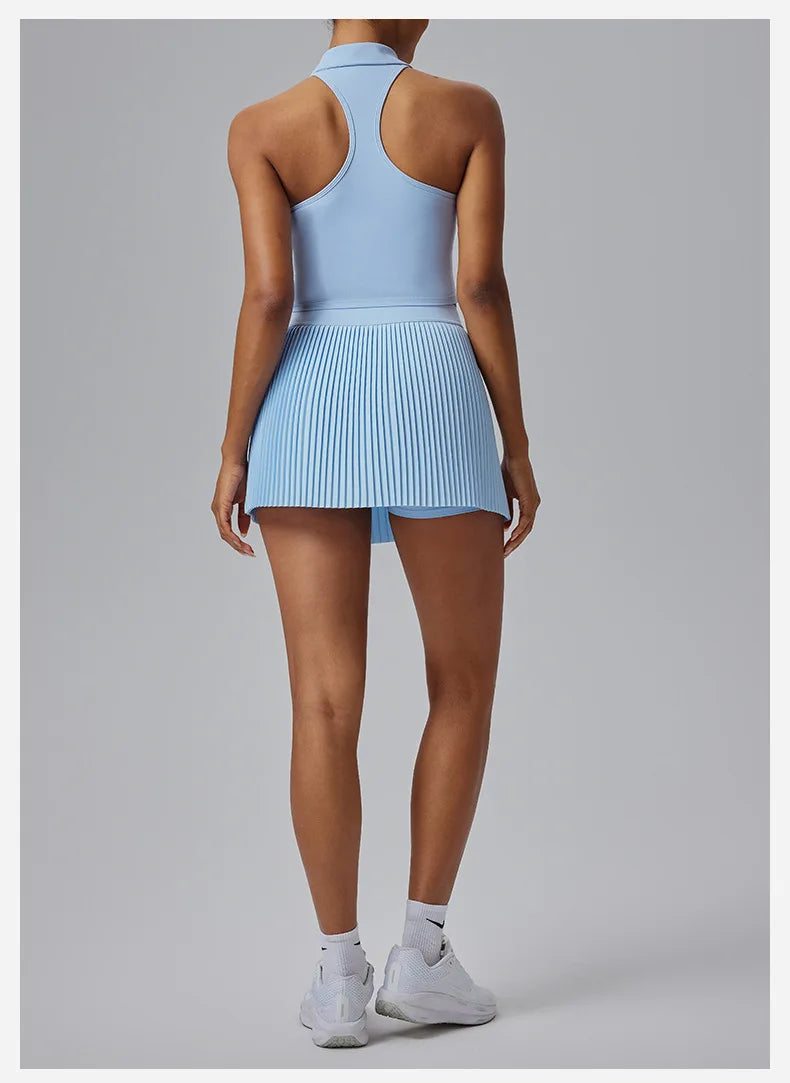 Floral Pleated Sports Skirt with Built-in Shorts