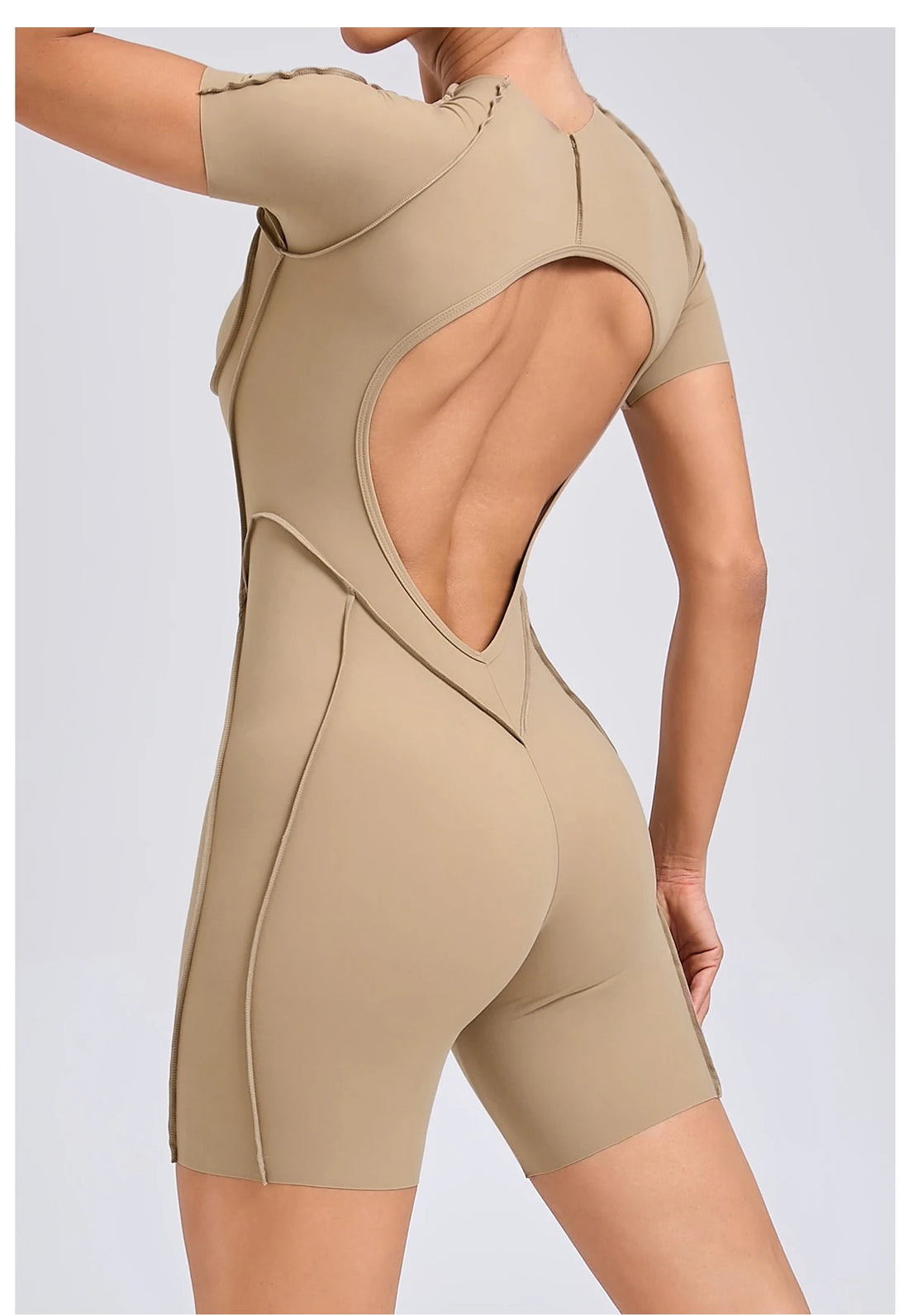 Women's Backless Scrunch Yoga Jumpsuit – Short Fitness Romper Sportswear