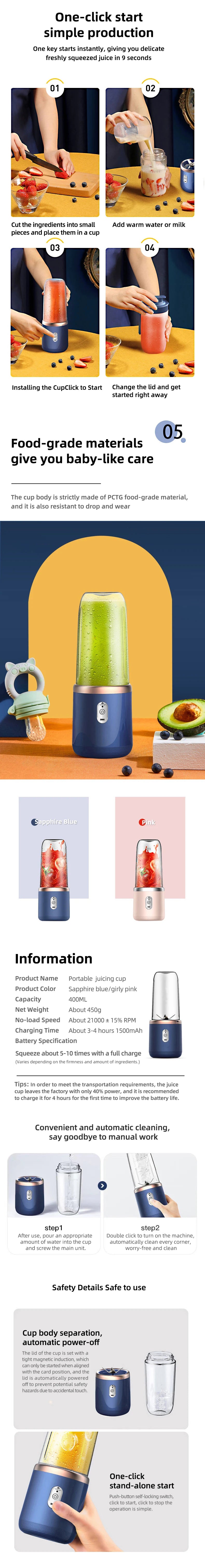 400ml Portable USB Juicer Blender