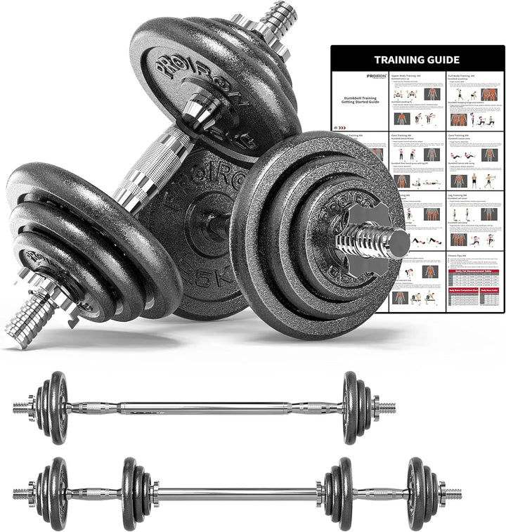 44 lbs Cast Iron Adjustable Dumbbell Set with Solid Handles