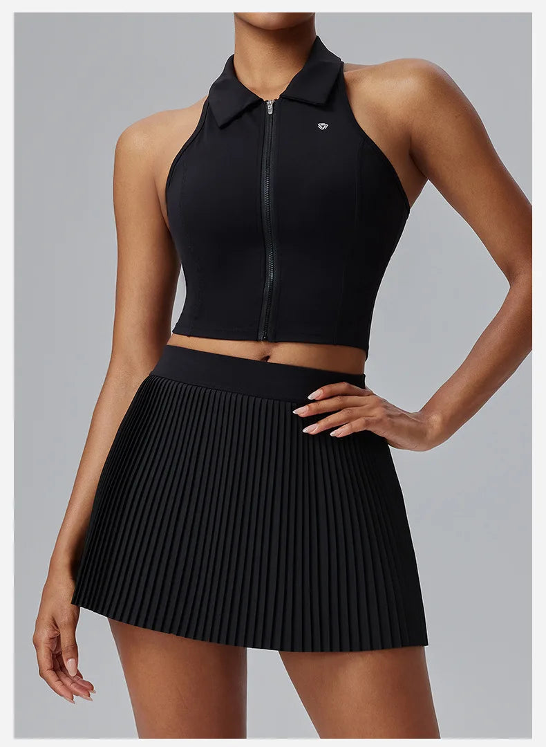 Floral Pleated Sports Skirt with Built-in Shorts