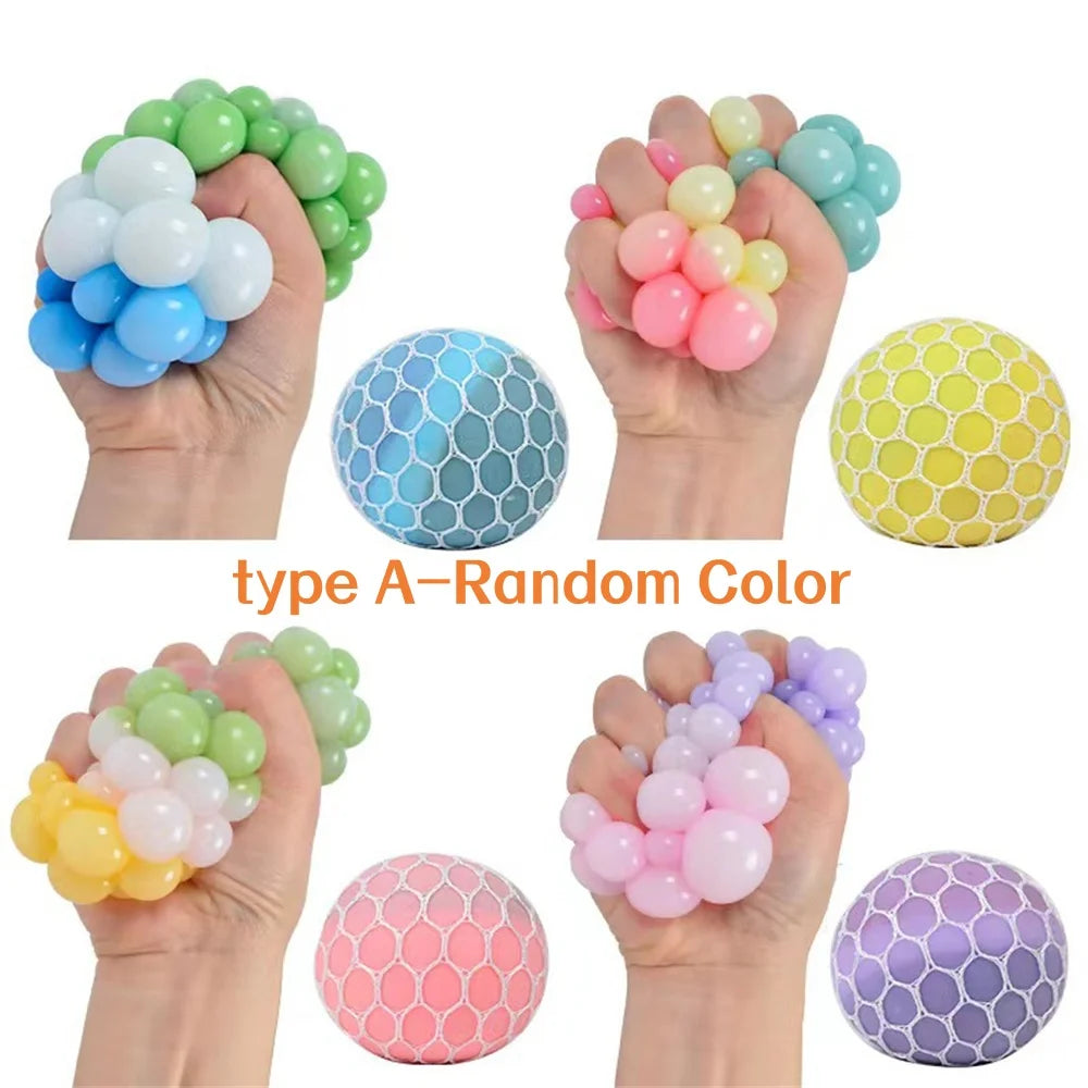Colorful Mesh Grape Squeeze Stress Balls