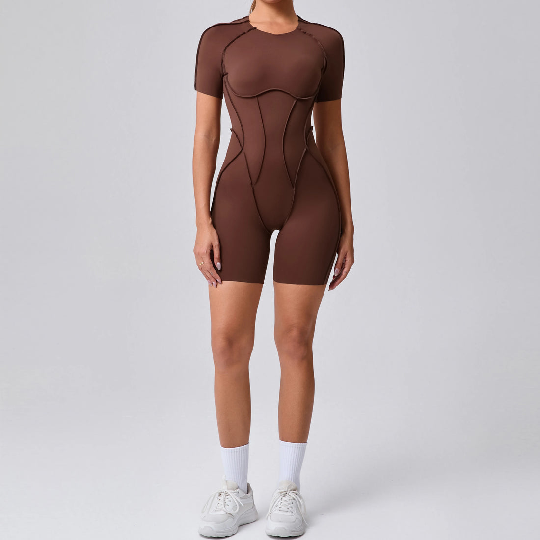 Women's Backless Scrunch Yoga Jumpsuit – Short Fitness Romper Sportswear
