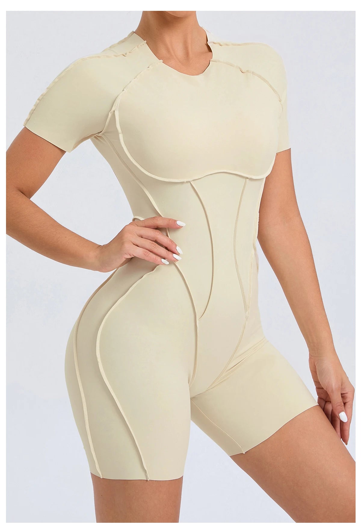 Women's Backless Scrunch Yoga Jumpsuit – Short Fitness Romper Sportswear