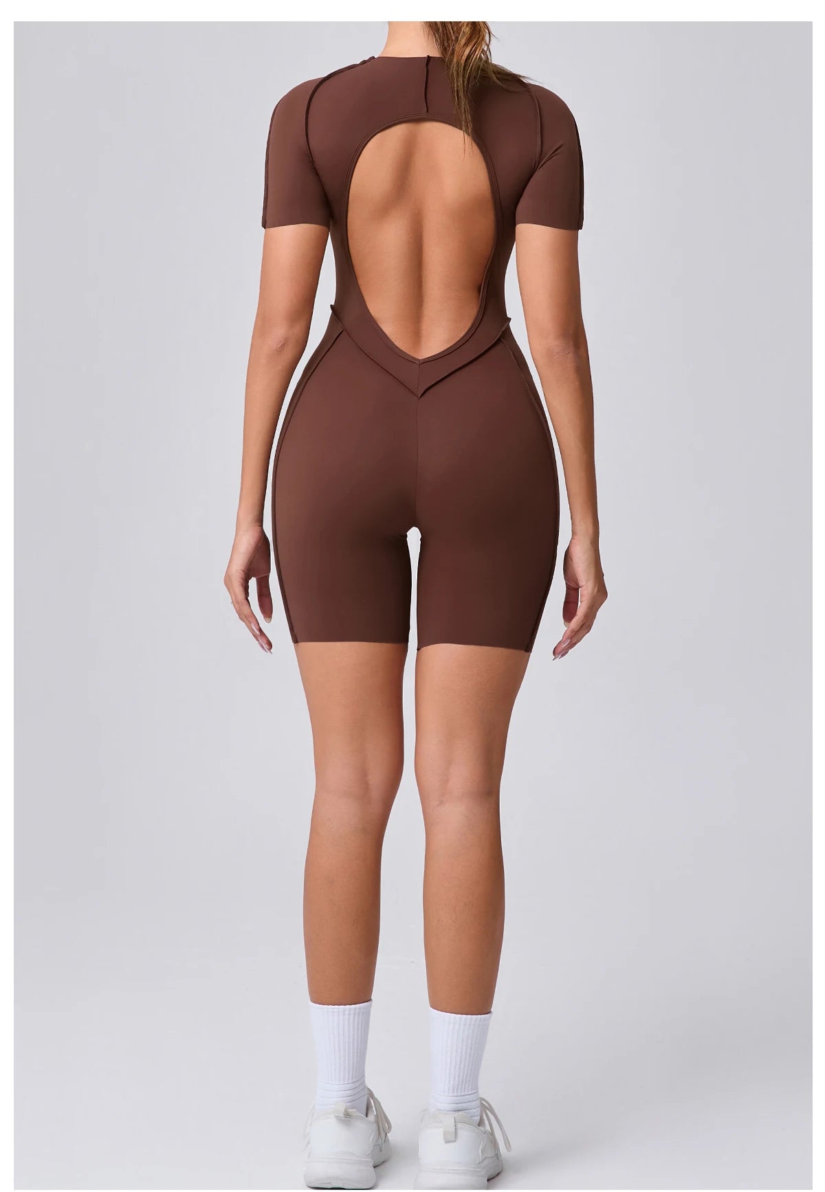 Women's Backless Scrunch Yoga Jumpsuit – Short Fitness Romper Sportswear