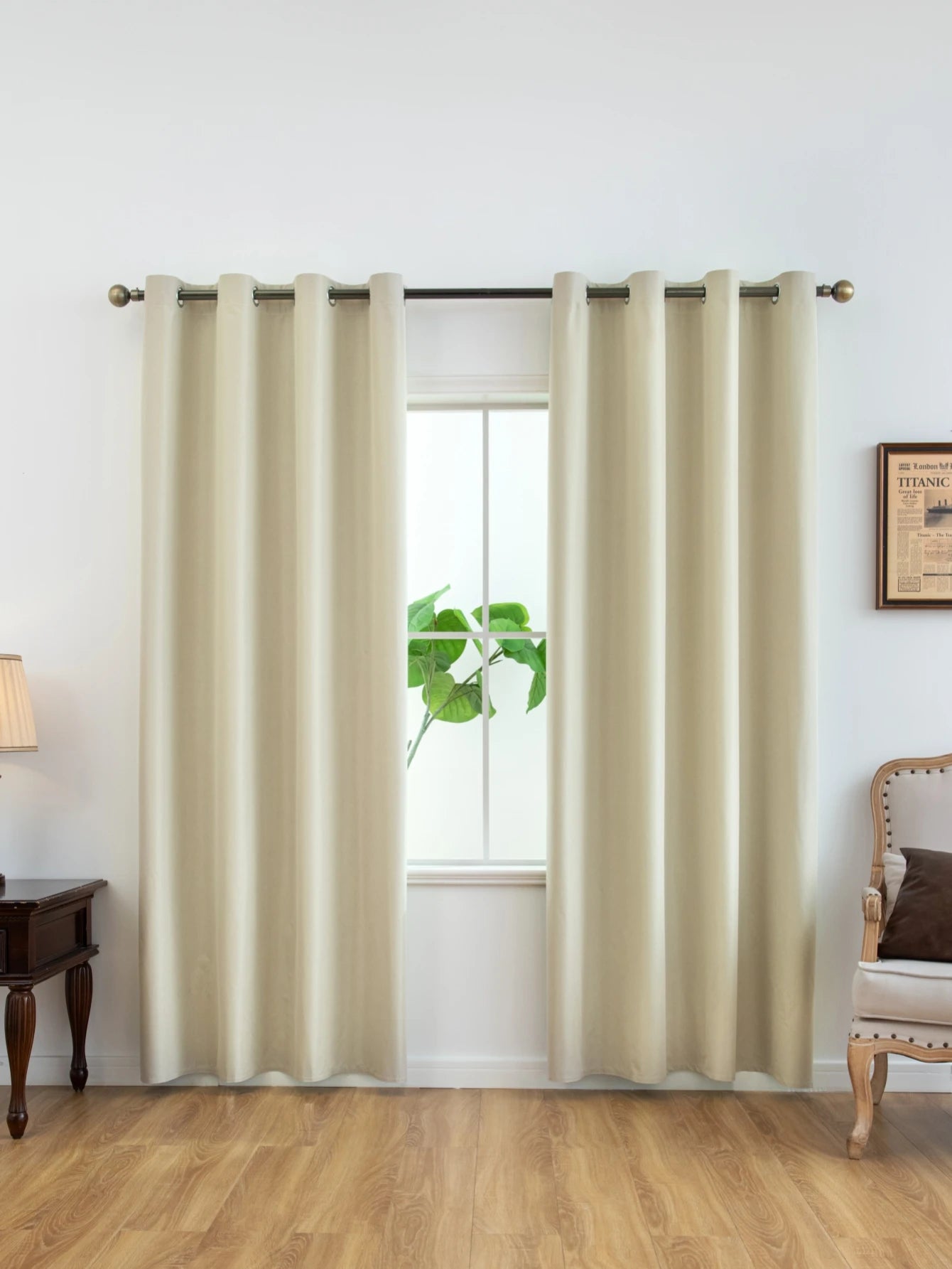 1pc Solid Blackout Curtain with Grommets